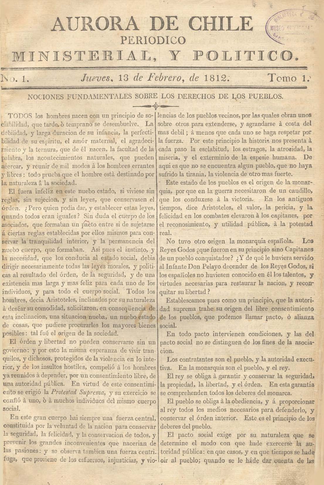 												Ver Núm. 15 (1812): Tomo I. Jueves 21 de Mayo
											