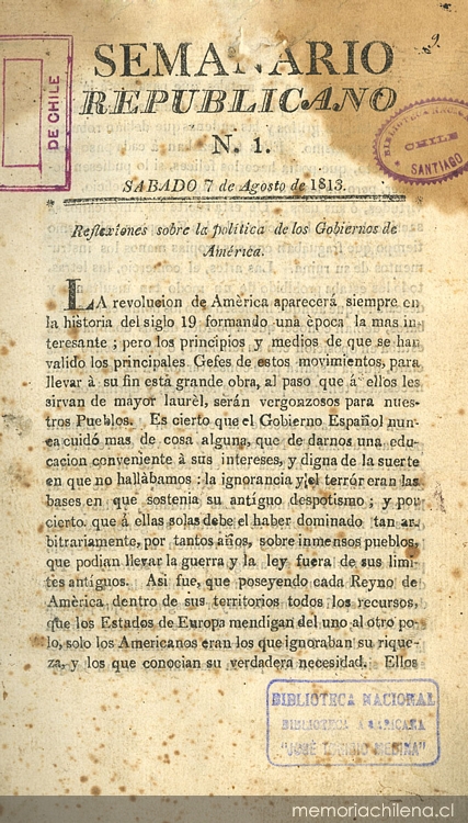 							Ver Núm. 4 (1813): Tomo I. Sábado 28 de Agosto
						